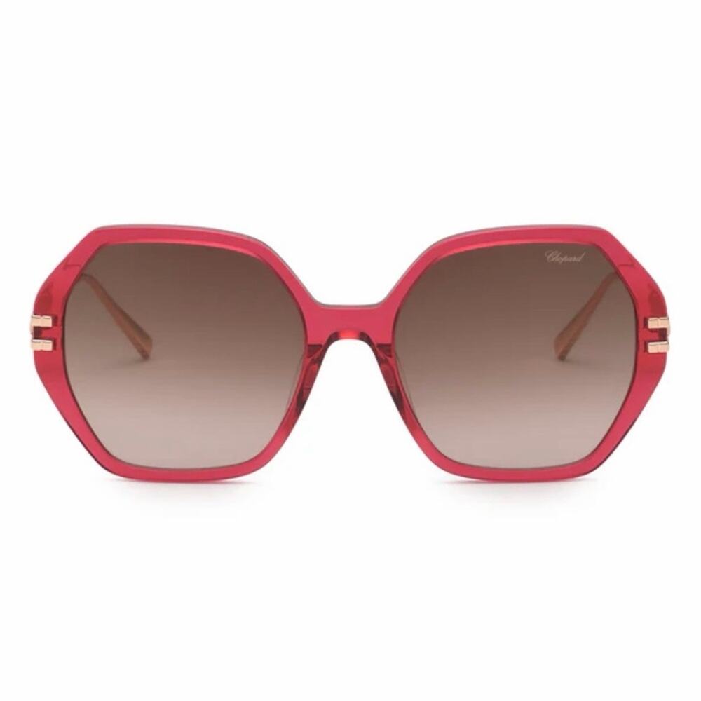 New! Chopard SCH370M 07AK Transparent Red Ice Cube Sunglasses, Authentic - Picture 3 of 8